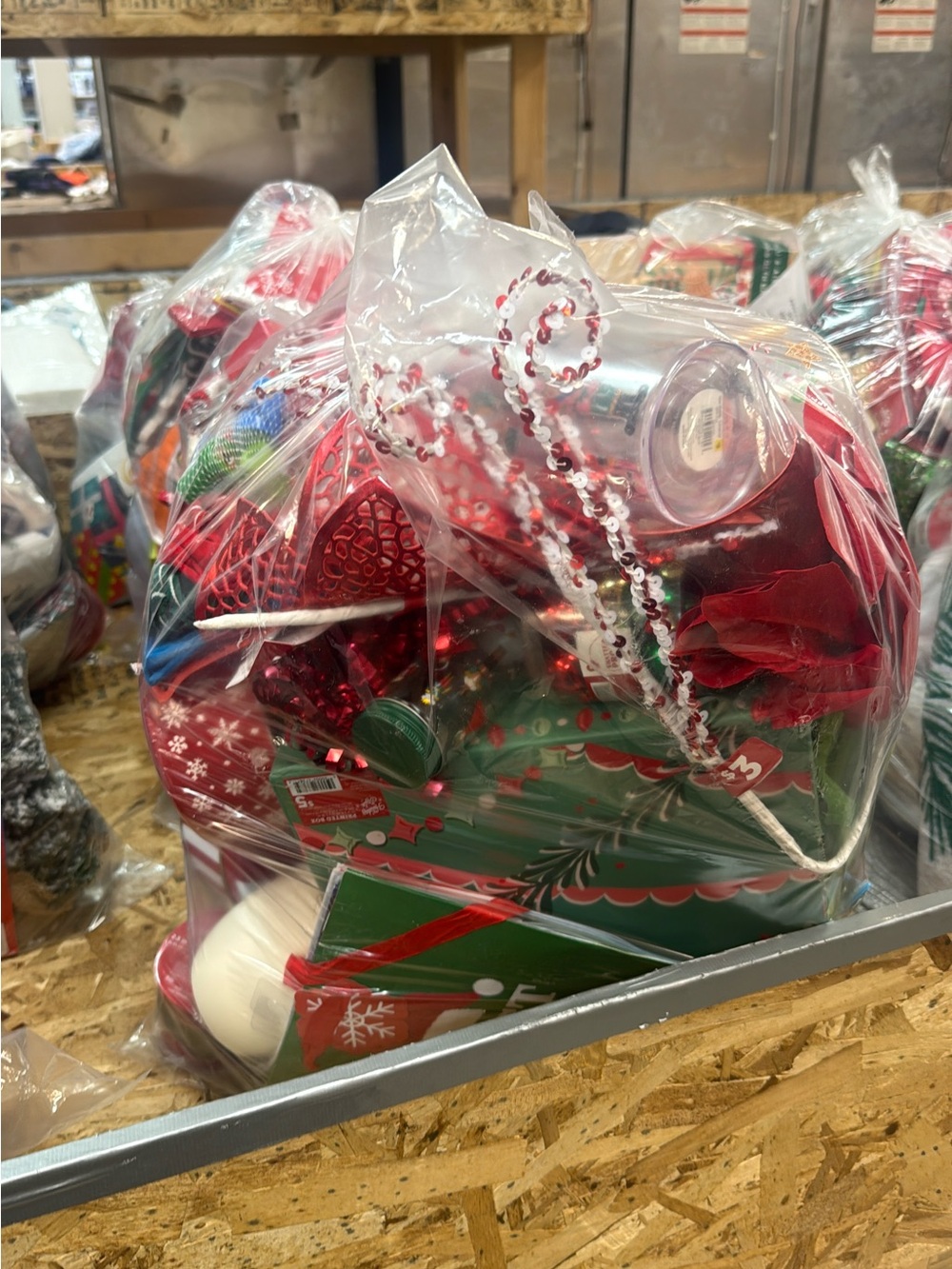 Holiday Decorative Gift Basket - Red and Green